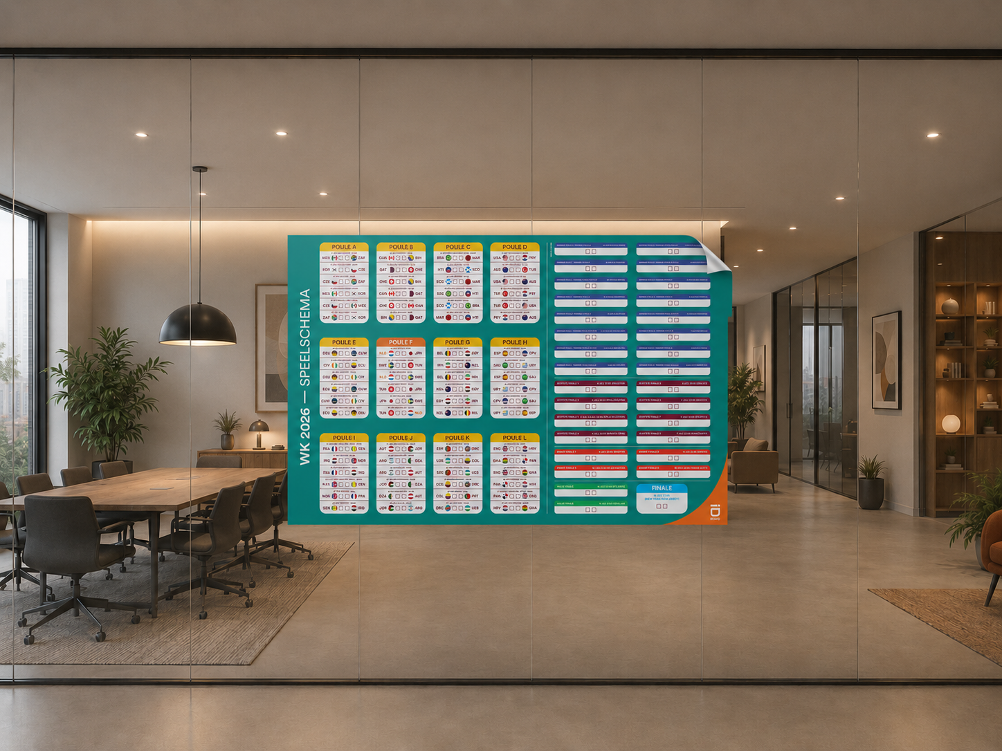 Afneembare Sticker IDBoard WK 2026 Speelschema 130x100 cm