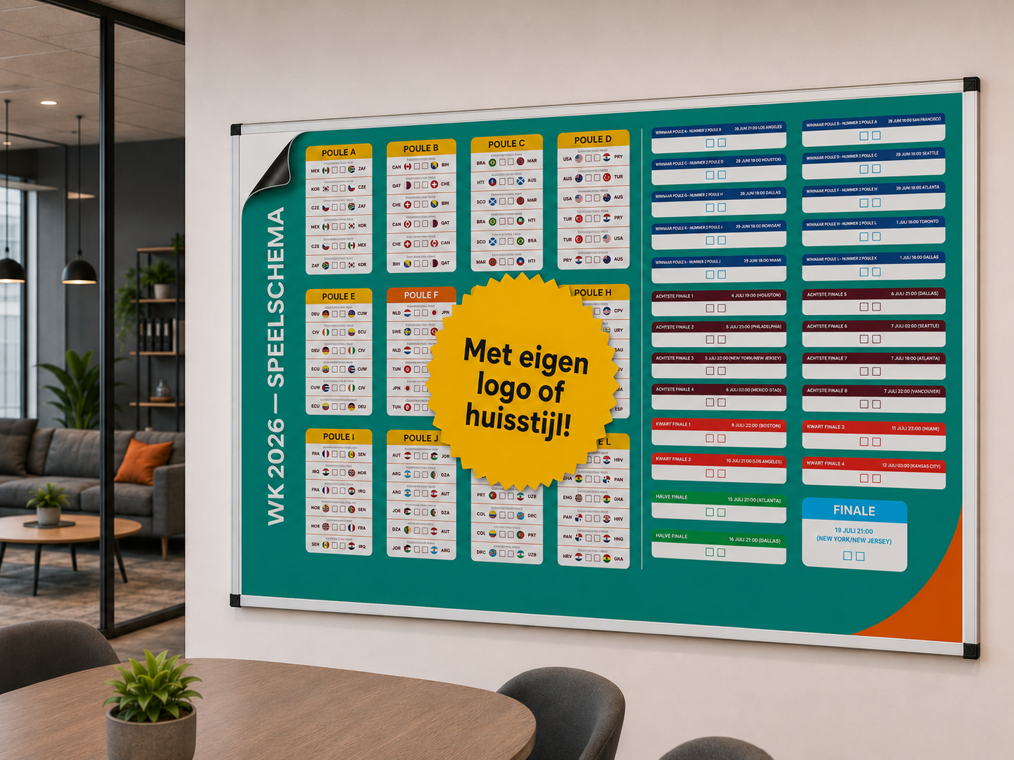 Custom Magnetisch WK 2026 Speelschema 130x100 cm